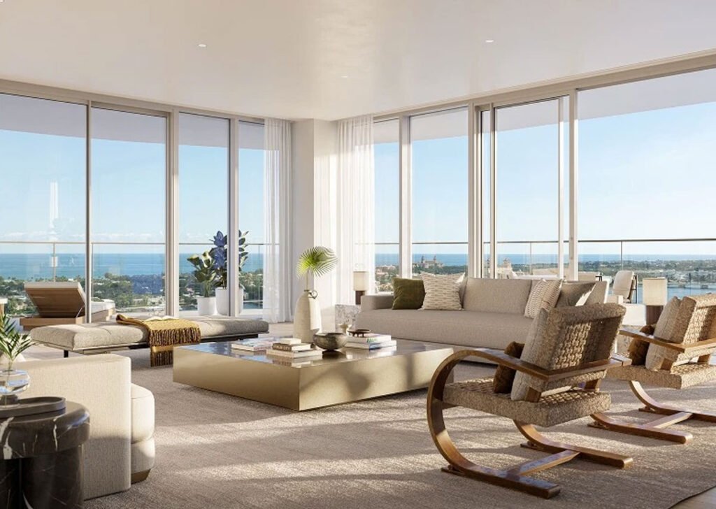 - Experience Unparalleled Luxury At Olara Residences West Palm Beach Olara Residences West Palm Beach Living Room Rendering