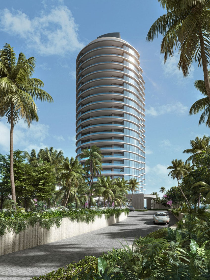 rivage bal harbour outside view with coconut trees